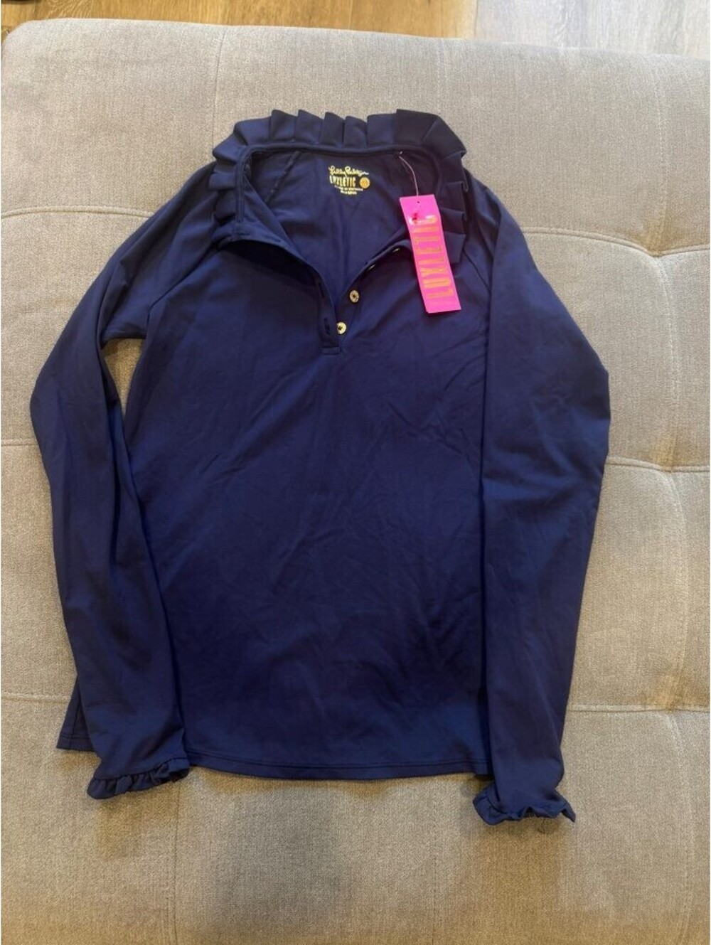 Lilly Pulitzer Luxletic Hutton Polo UPF 50 Navy XS NWT